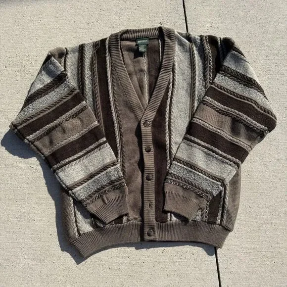 Vintage EclecticGrandpa old money Irvine Park Cardigan Coogi Stripe Men Large - Picture 1 of 8